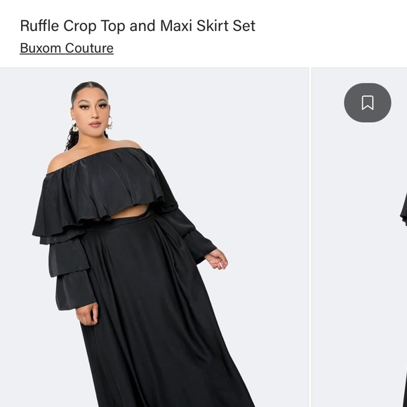 Ruffled crop top with maxi skirt Plus size 1X-3X - Picture 2 of 4